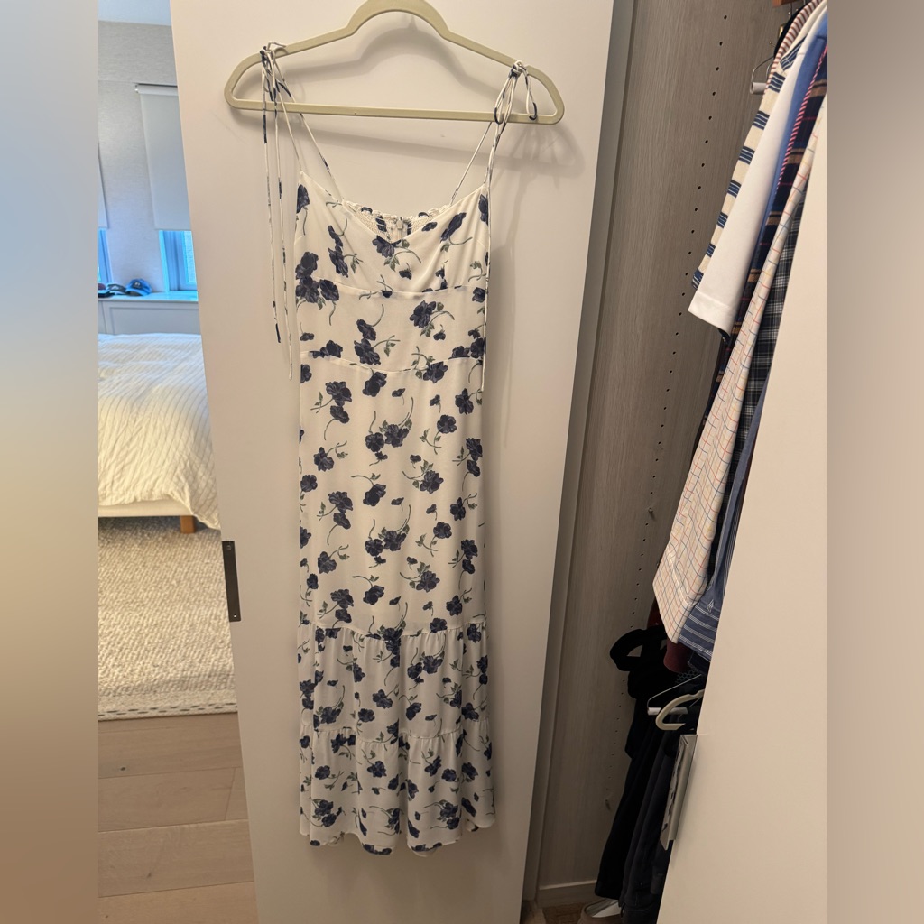 Reformation White And Blue Floral Maxi Dress